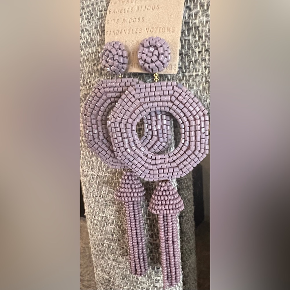 Anthropologie Deepa Gurnani Aisha Drop Earrings - Lavender- NWT - Picture 16 of 16